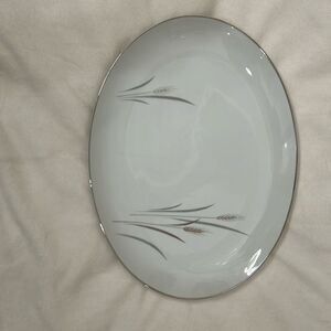 Platinum Wheat Serving Tray Fine China Japan Oval 14 In Long X 10 1/2 In Wide